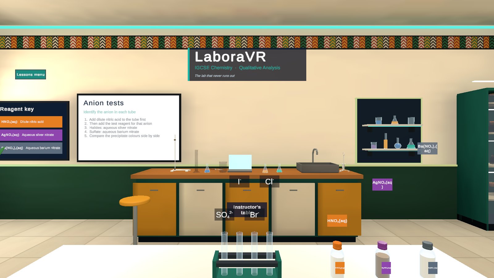 Anion tests bench in the LaboraVR lab