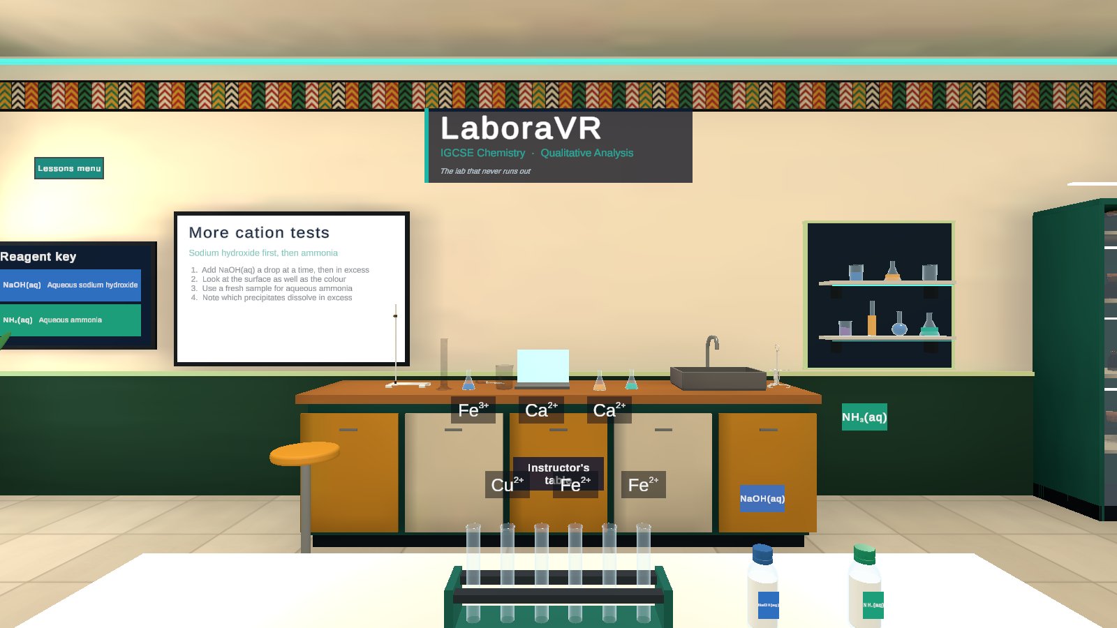 Cation tests bench in the LaboraVR lab