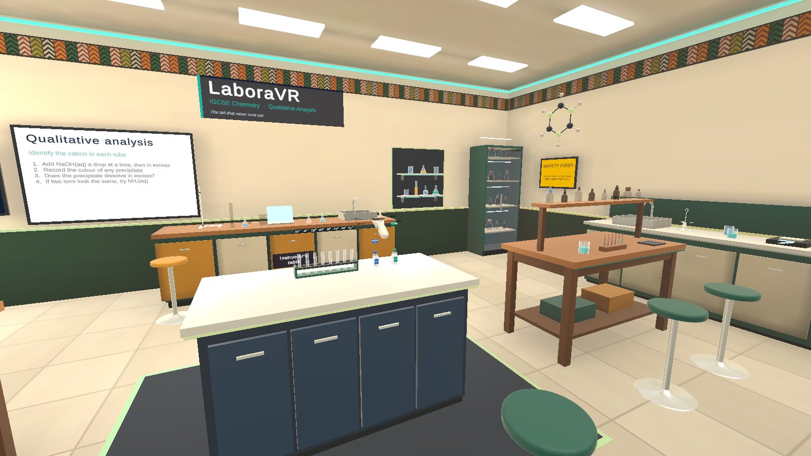 Start of the qualitative analysis lesson in the LaboraVR lab