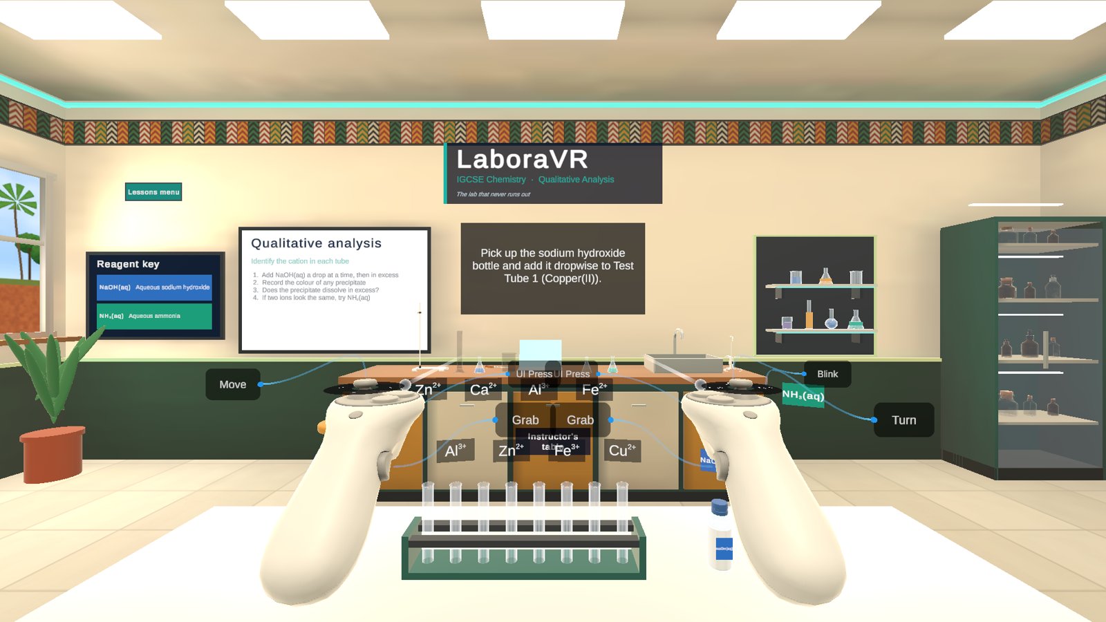 Qualitative analysis lesson in VR with controllers
